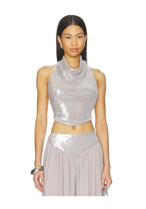 retrofete Pyna Sequin Top in Grey. Size XS. Also in S, M, L, XL.