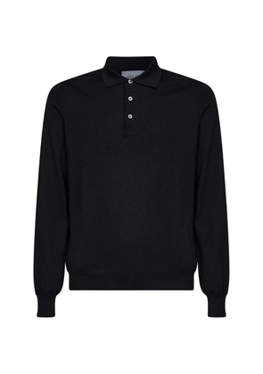 D4.0 long-sleeve knitted polo shirt - Black