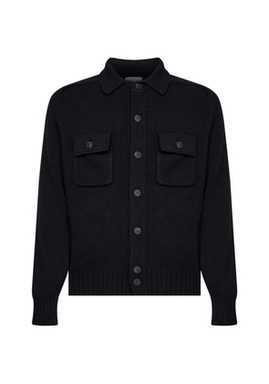 D4.0 button-up wool overshirt - Black