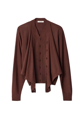 LEMAIRE trompe-l’œil cardigan in merino wool blend - Brown