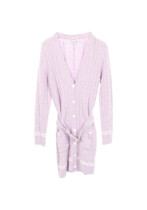 CHANEL Pre-Owned 1986-1988 lion-button belted cardigan - Purple