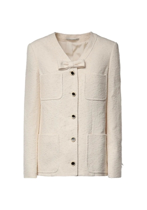 Alessandra Rich bow-detail bouclé jacket - Neutrals