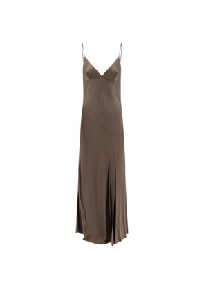 Alberta Ferretti satin front-slit maxi dress - Brown