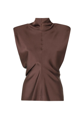 Federica Tosi padded-shoulder sleeveless blouse - Brown