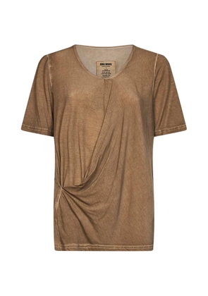 Uma Wang asymmetric draped T-shirt - Brown