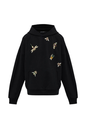 Balmain appliqué-embellished cotton hoodie - Black