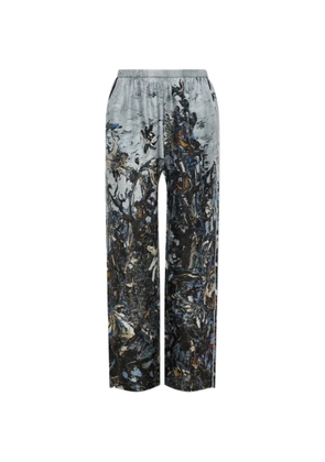 MUNTHE Varum abstract-print silk trousers - Grey