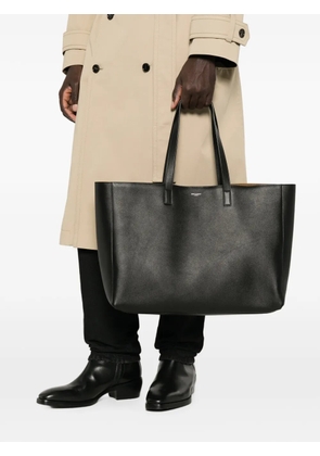 Saint Laurent logo-stamp leather tote bag - Black