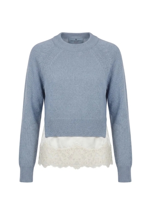 Ermanno Scervino lace-trim long-sleeve sweater - Blue