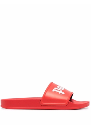 Palm Angels logo-print slides - Red