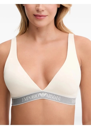 Armani Exchange logo-tape triangle bra - Neutrals