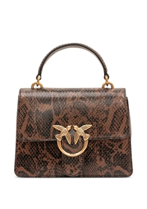 PINKO mini Love bag one top handle light handbag in python-print leather with - Brown