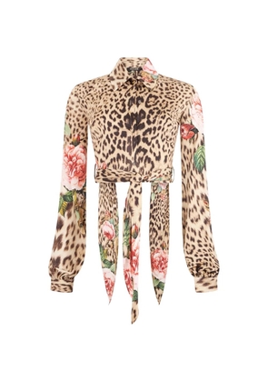 Roberto Cavalli floral leopard-print shirt - Neutrals