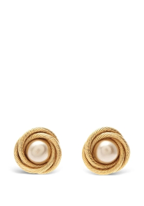 CHANEL Pre-Owned 1986-1988 faux-pearl twist-frame earrings - Gold