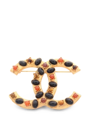 CHANEL Pre-Owned 2001 Coco-Mark stone-embellished brooch - Gold