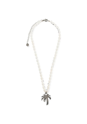 Palm Angels cultured pearl palm tree necklace - White