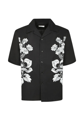 COMMAS floral-embroidered short-sleeve shirt - Black