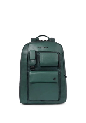 PIQUADRO multi-pocket leather backpack - Green