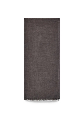 Giorgio Armani herringbone-pattern fringed scarf - Grey