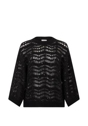 Peserico sequin-embellished open-knit sweater - Black
