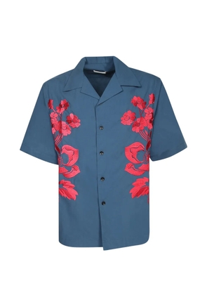 COMMAS floral-embroidered short-sleeve shirt - Blue