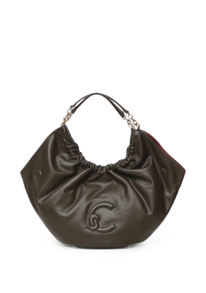Coccinelle medium smash logo-embossed ruched tote bag - Brown