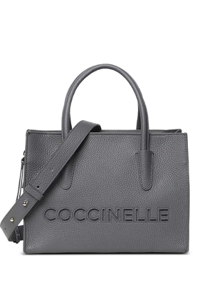 Coccinelle logo-embossed leather tote bag - Grey