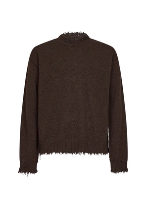 Uma Wang distressed-effect frayed-hem sweater - Brown