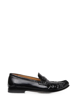 FENDI Scrunch ruched leather loafers - Black