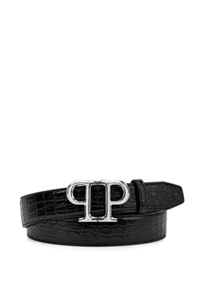 Philipp Plein leather belt PP silver cocco - Black