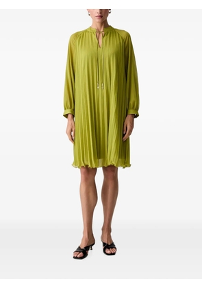 Joop! pleated tie-fastening long-sleeved mini dress - Green