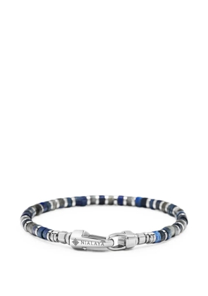 Nialaya Jewelry beaded logo-engraved bracelets - Silver