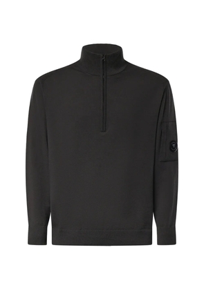 C.P. Company Lens-detail quarter-zip sweater - Black