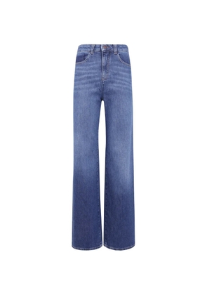 Emporio Armani 5-pocket pants high-waisted wide-leg denim with a used look - Blue