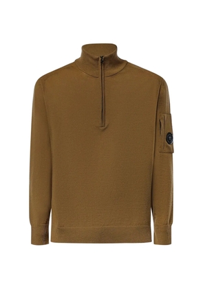 C.P. Company Lens-detail quarter-zip sweater - Brown