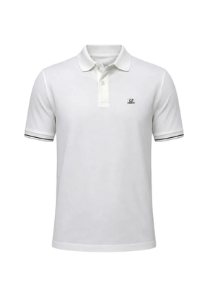 C.P. Company logo-patch tipped polo shirt - White