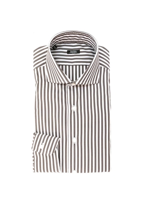 Barba striped-pattern spread-collar shirt - Brown