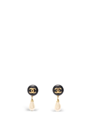 CHANEL Pre-Owned 1995 Coco Mark faux-pearl swing earrings - Black
