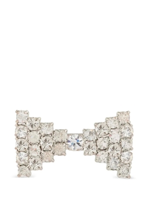 Susan Caplan Vintage 1980s Rediscovered crystal-embellished bow brooch - Silver