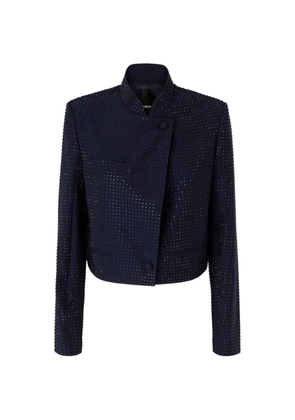 PINKO rhinestone-embellished cropped jacket - Blue