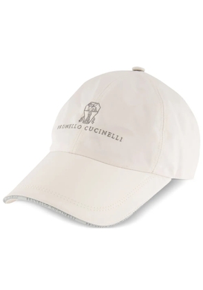 Brunello Cucinelli embroidered cotton cap - White