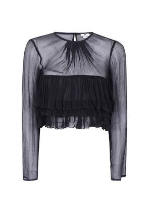 Elisabetta Franchi ruffled semi-sheer blouse - Black
