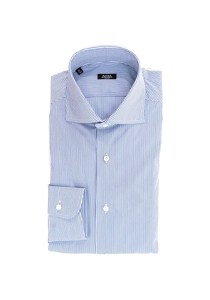 Barba vertical-stripe spread-collar shirt - Blue