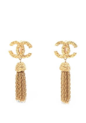 CHANEL Pre-Owned 1993 Coco Mark fringe earrings - Gold