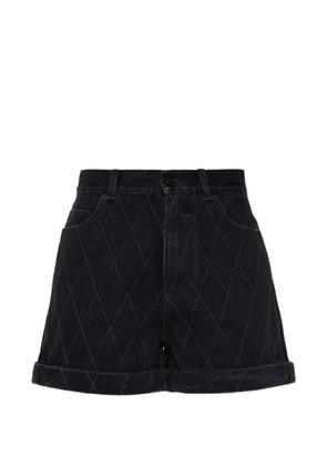 Balmain diamond-quilted turn-up shorts - Black