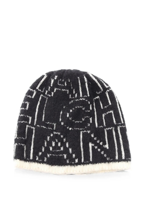 CHANEL Pre-Owned 1986-1988 logo-knit beanie hat - Black