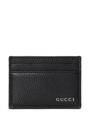 Gucci logo-plaque grained-leather card case - Black