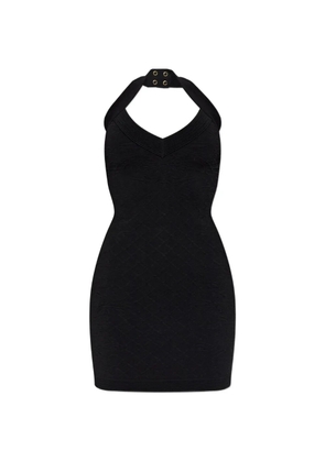 Balmain jacquard halterneck mini dress - Black