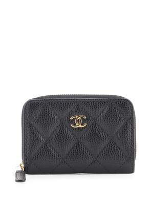 CHANEL Pre-Owned CC Zip Coin Purse Quilted Caviar Small pouch - Black