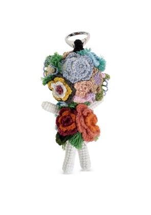 Alexander McQueen crochet floral-embellished bag charm - White